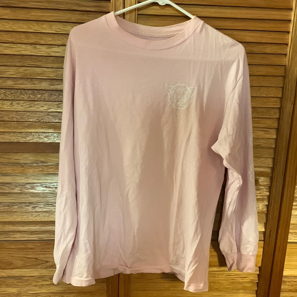 Pink Spitfire rose graphic long sleeve T-shirt (Size M)